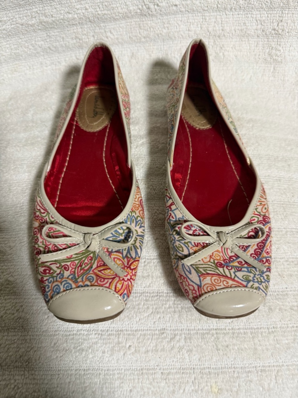 Sam & Libby Women Multicolor Paisley Ballet Flats with Ivory Trim 7M